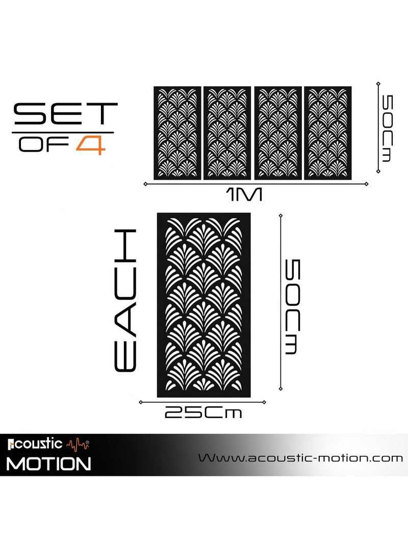 أكويستك موشان لوحات ديكور فنية جدارية خشبية من ACOUSTIC MOTION®، تصميم  PALOMRA مع شريط لاصق مزدوج الوجه، معلق على الحائط باللون الأسود الحديث للمنزل وغرفة المعيشة وغرفة النوم والمكتب والفندق، 25 × 50 × 0.5 سم، مجموعة مكونة من 4 قطع - Image 2